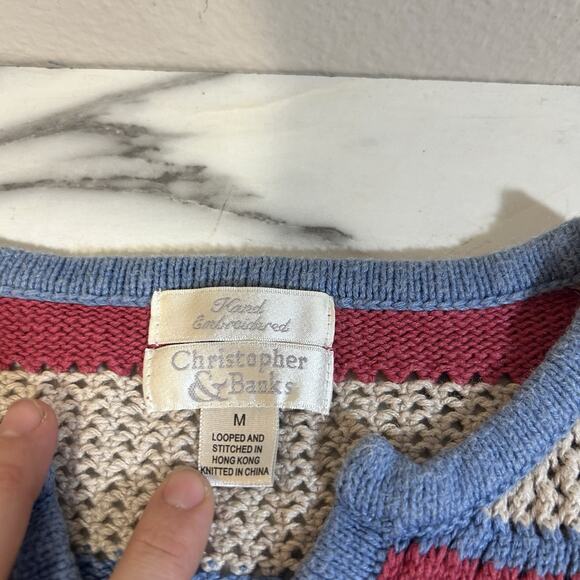 VTG American Flag Stars Pullover Sweater Top Knit 90s Preppy Americana Womens M - Picture 3 of 6